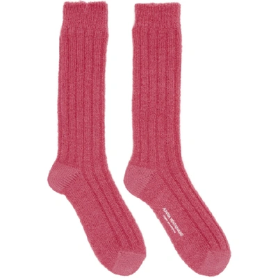 Shop Junya Watanabe Pink Wool Socks In 6 Pink