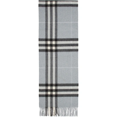 Shop Burberry Blue Giant Icon Cashmere Scarf In Dusty Blue