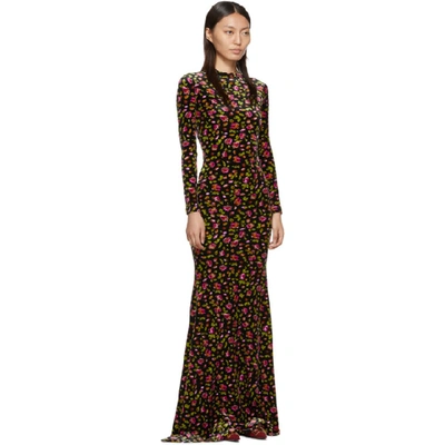 Shop Balenciaga Black Velvet Evening Long Dress In 8068 Blk Pi