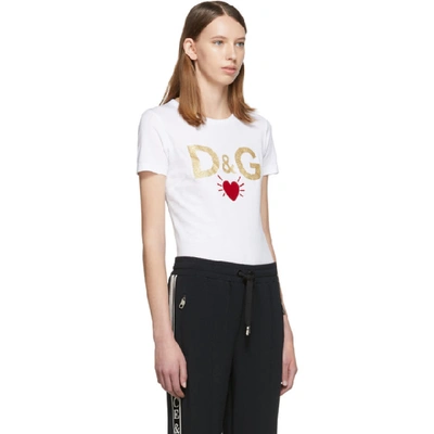 Shop Dolce & Gabbana Dolce And Gabbana White Dg Heart T-shirt In W0800 White