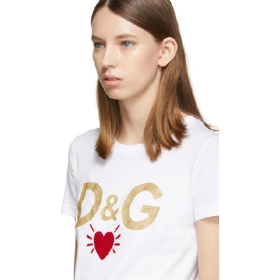 Shop Dolce & Gabbana Dolce And Gabbana White Dg Heart T-shirt In W0800 White