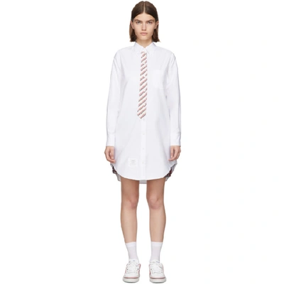Shop Thom Browne White Trompe Loeil Tie Shirt Dress In 100 White