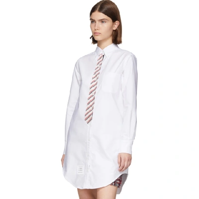 Shop Thom Browne White Trompe Loeil Tie Shirt Dress In 100 White