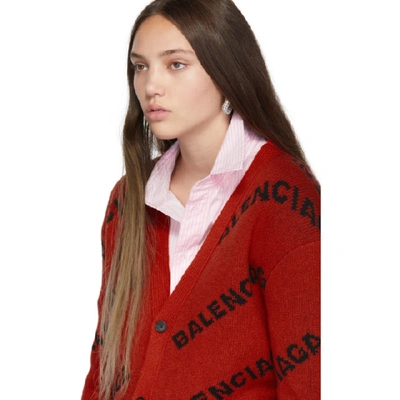 Shop Balenciaga Orange Logo Cardigan