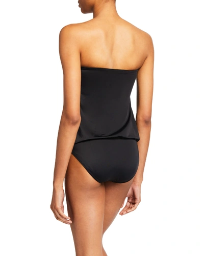 Shop Norma Kamali Strapless Babydoll Mio One-piece Swimsuit In Black