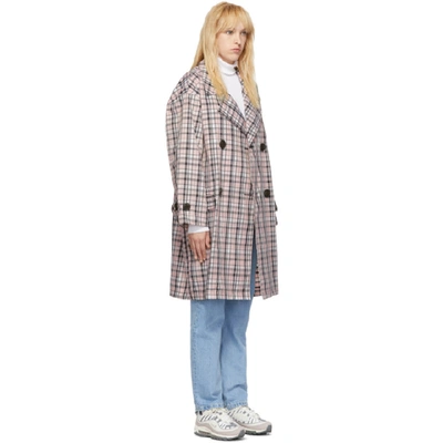 Shop Opening Ceremony Pink Oversized Plaid Trench Coat In 6903 Palepi