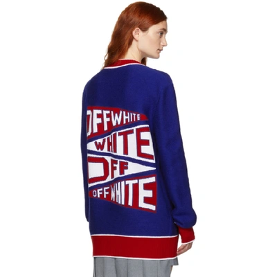 Shop Off-white Blue & Red Flag Cardigan