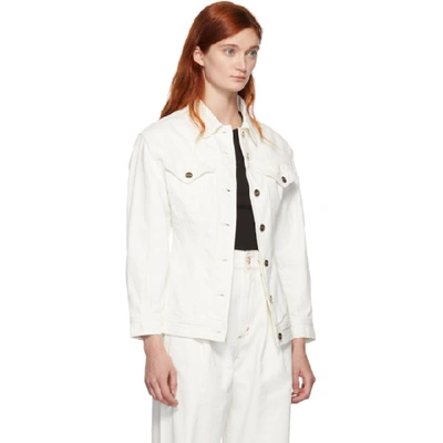 Shop Goldsign White Denim The Waisted Jacket In Pearl