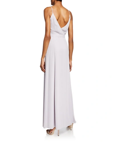 Shop Wayf The Angelina Sleeveless Wrap Gown With Front Slit In Light Orchid