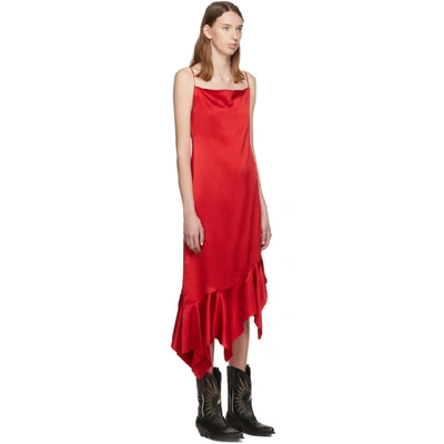 Shop Marques' Almeida Marques Almeida Red Silk Peplum Dress