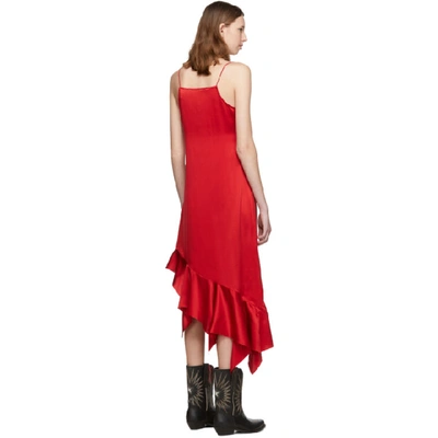 Shop Marques' Almeida Marques Almeida Red Silk Peplum Dress