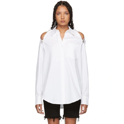 Shop Alexander Wang White Shoulder Zippers Shirt In 100 White