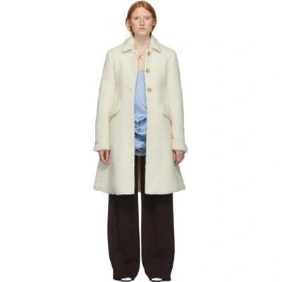 Shop Marina Moscone Ssense Exclusive Off-white Longhair Irving Coat In Off White