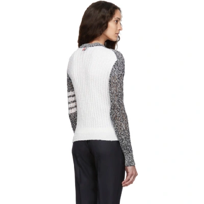 Shop Thom Browne Navy And White Open Stitch 4-bar Sweater In 415 Navy