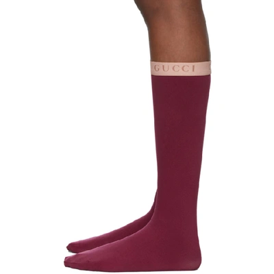 Shop Gucci Burgundy Amila Socks In 6218 Scarle