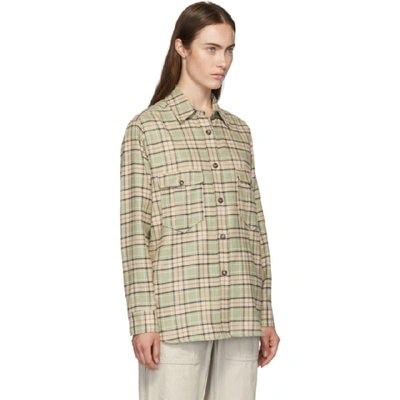 Shop Isabel Marant Étoile Isabel Marant Etoile Green And Orange Check Idaho Pilou Shirt In Adpk Almond