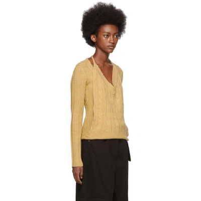 Shop Jacquemus Yellow 'la Double Maille' V-neck Sweater In Light Yello