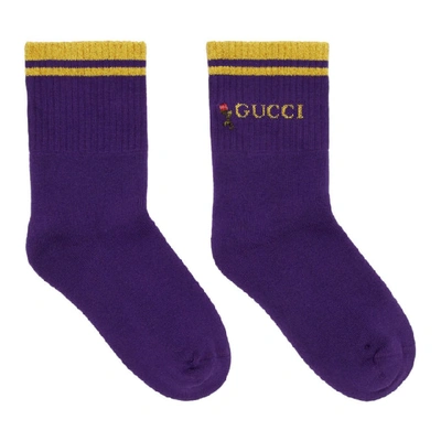 Shop Gucci Purple Shiny Pong Socks In 5275 Violet