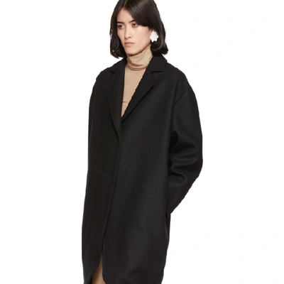 Shop Mm6 Maison Margiela Black Wool Overcoat In 900 Black