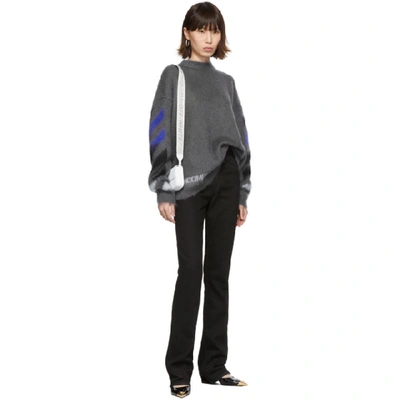 Shop Off-white Grey Mohair Diag Sweater In Melange Grey/multicolor