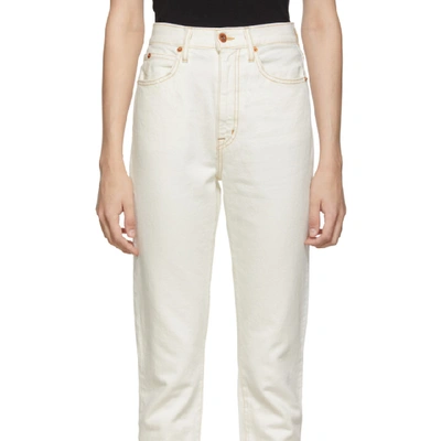 Shop Slvrlake Off-white Beatnik Cropped Jeans In Natw Natwht