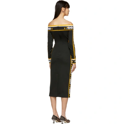 Shop Fendi Black  Mania Off-the-shoulder Dress In F0gme Blak