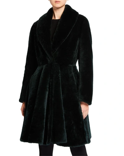 Shop Alaïa Shearling Knee-length Coat In Green