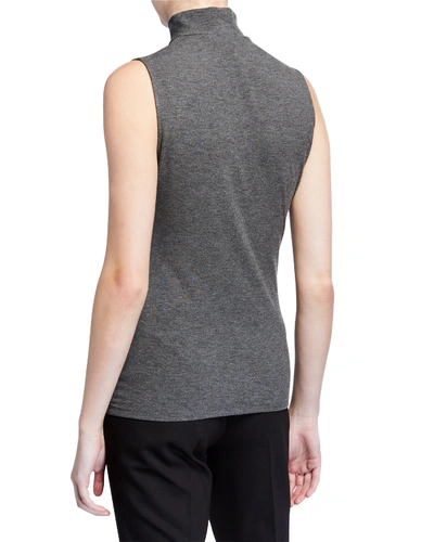 Shop Theory Sleeveless Viscose Turtleneck Top In Charcoal