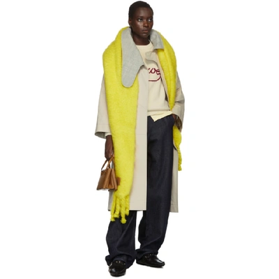 Shop Loewe Yellow Mohair Scarf In 8100 Yellow