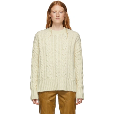 Shop Ami Alexandre Mattiussi Off-white Oversized Cable Knit Sweater In 150 Ecru