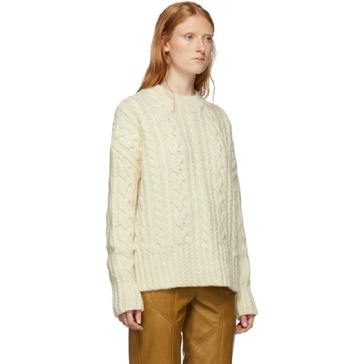 Shop Ami Alexandre Mattiussi Off-white Oversized Cable Knit Sweater In 150 Ecru