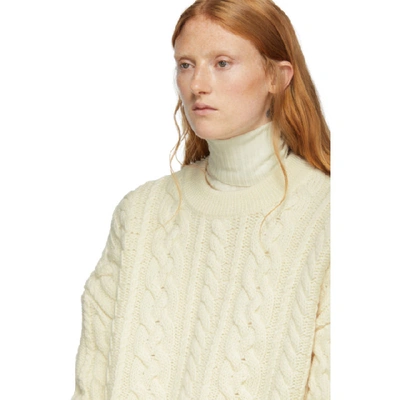 Shop Ami Alexandre Mattiussi Off-white Oversized Cable Knit Sweater In 150 Ecru