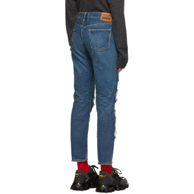 Shop Junya Watanabe Indigo Denim Patchwork Jeans In 1 Indigo