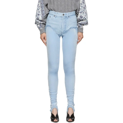 Shop Y/project Blue Stirrup Shorts Jeans In Ice Blue