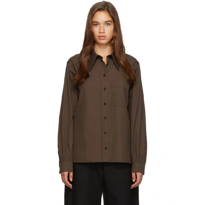 Shop Lemaire Brown Pointed Collar Shirt