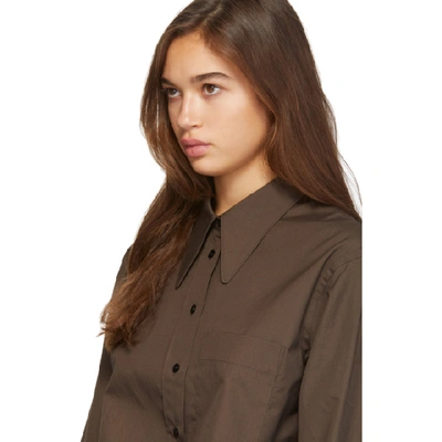 Shop Lemaire Brown Pointed Collar Shirt