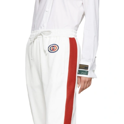 Shop Gucci White Gg Patch Lounge Pants In 9280 White