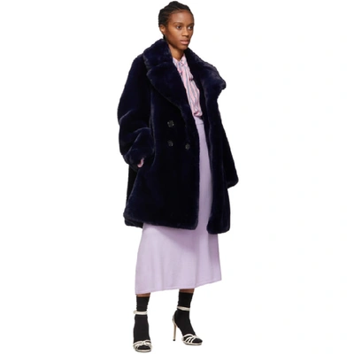 Shop Marc Jacobs Navy Sofia Loves The Peacoat Coat In 410 Navy