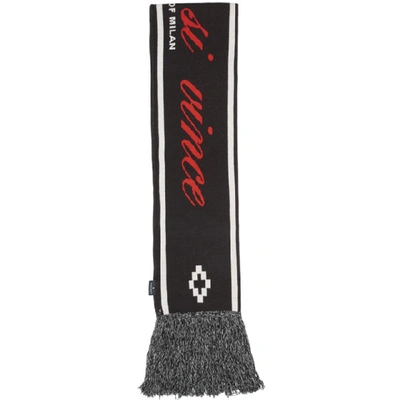 Shop Marcelo Burlon County Of Milan Black Sempre Si Vince Cross Lettering Scarf In Black Multi