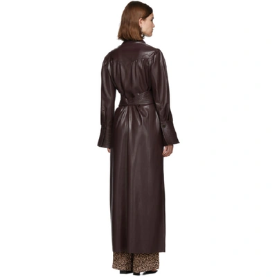 Shop Nanushka Burgundy Vegan Leather Rosana Dress