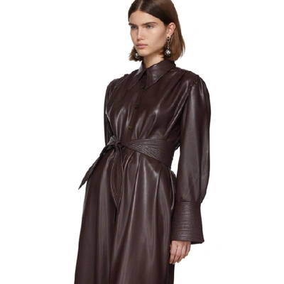 Shop Nanushka Burgundy Vegan Leather Rosana Dress