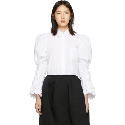 Shop Comme Des Garçons Comme Des Garcons White Ruffled Sleeve Shirt In 2 White