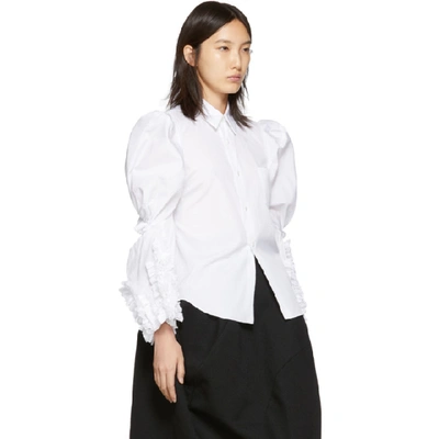 Shop Comme Des Garçons Comme Des Garcons White Ruffled Sleeve Shirt In 2 White