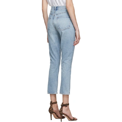 Shop Agolde Blue Riley Hi Rise Straight Crop Jeans In Renewal