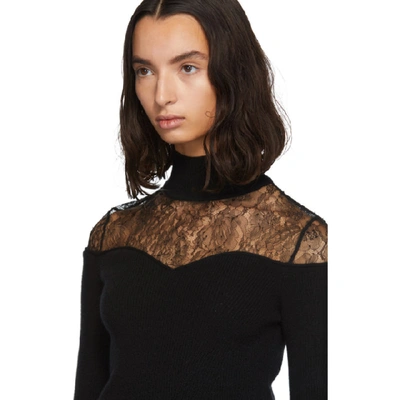 Shop Fendi Black Lace Knit Turtleneck In F0gme Black