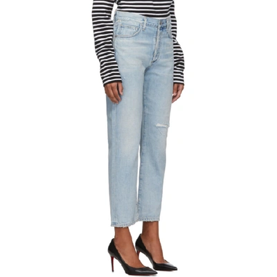 Shop Citizens Of Humanity Blue Mckenzie Curved Straight Jeans In Blazingstar