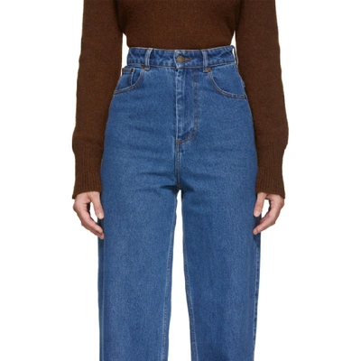 Shop Ami Alexandre Mattiussi Blue Oversized Wide-leg Jeans In 480 Blue Us