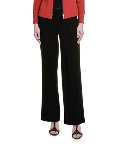 Giorgio Armani Wide-leg Silk Trousers With Rhinestone Details In Black