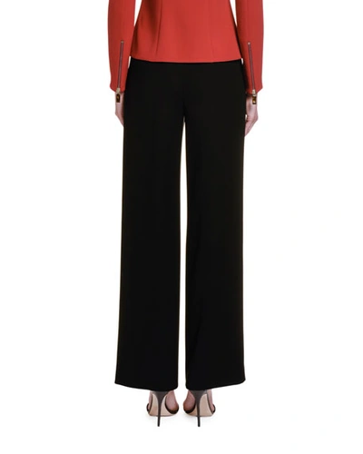 Giorgio Armani Wide-leg Silk Trousers With Rhinestone Details In Black