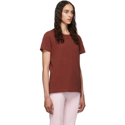 Shop Off-white Red Flowers T-shirt In Bordeaux/bl